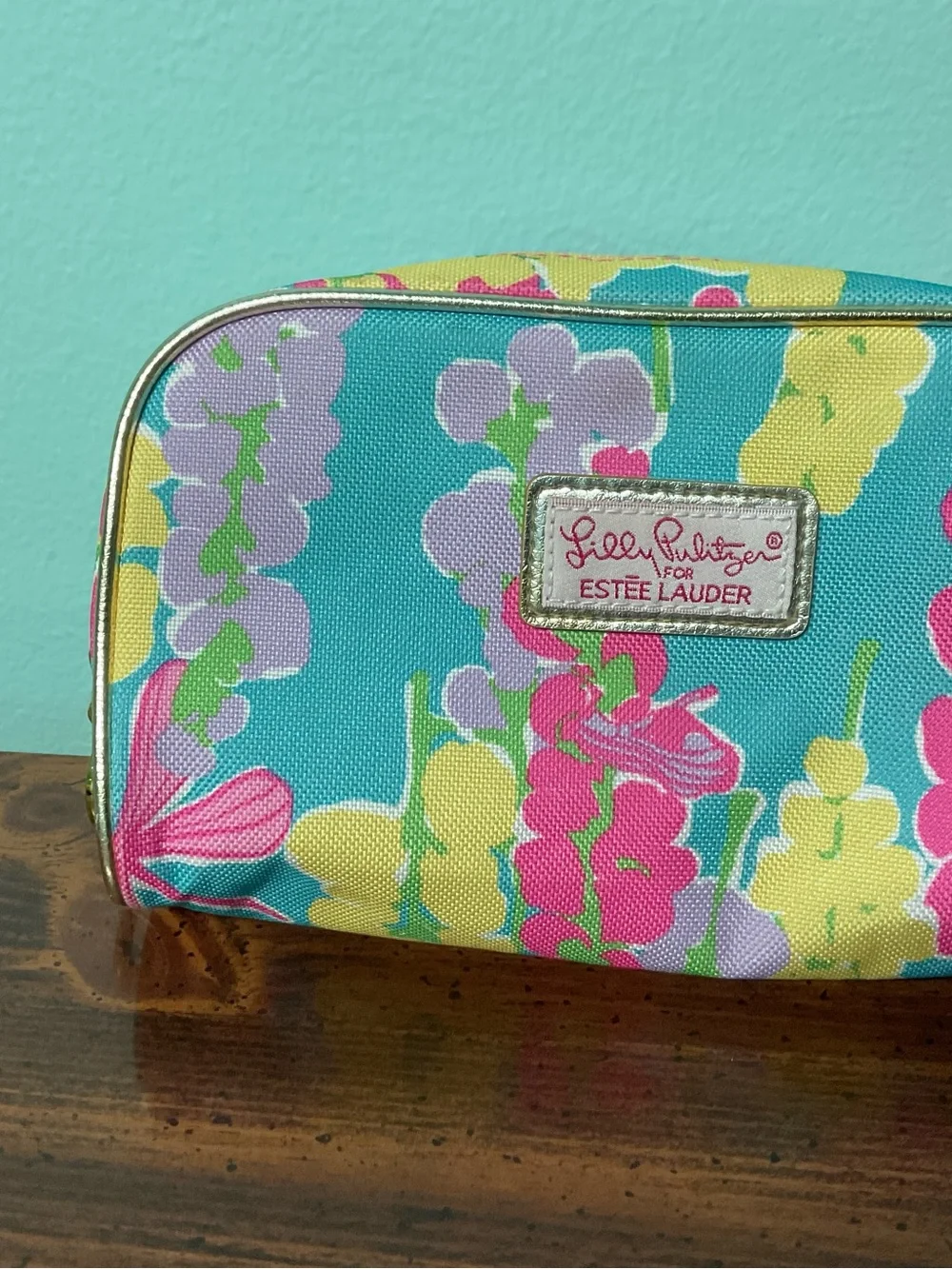 Lilly Pulitzer for Estée Lauder make up bag zippered snap dragon floral toiletry
